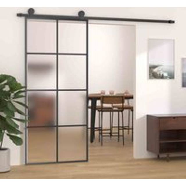 Skjutdörr med beslagset ESG glas och aluminium 90x205 cm
