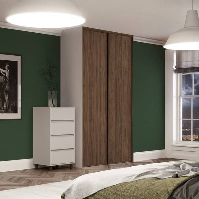 Spacepro Classic 2 Door Sliding Wardrobe Kit 1489 x 2260mm in Walnut Steel/MFC