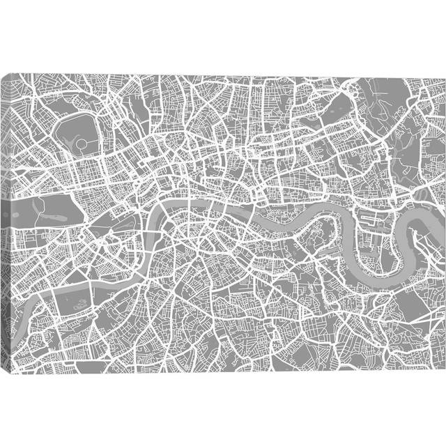 London Map V by Michael Tompsett - Graphic Art Print on Canvas - No Frame (30.48 cm H x 45.72 cm W)