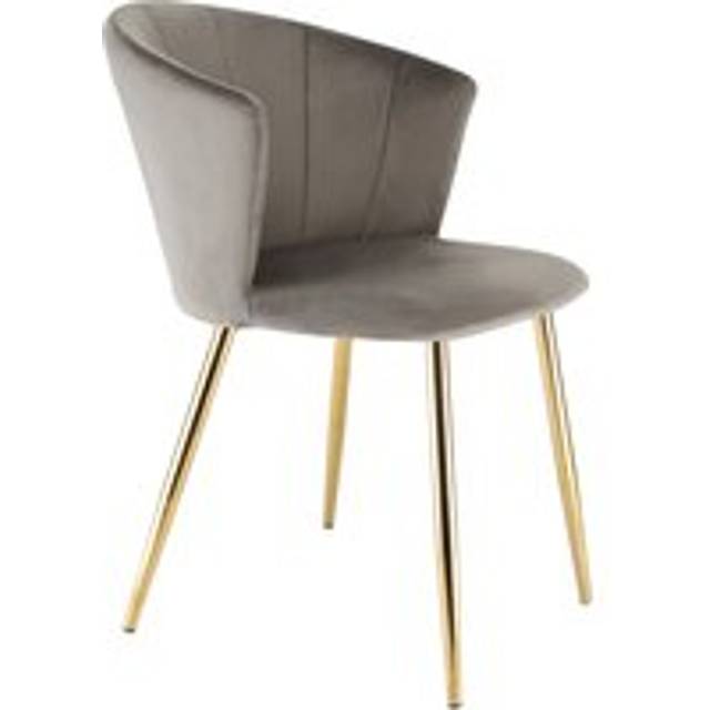 Home Garden Direct Mill - Set Of 2 Velvet Dining Chairs - (grey Gold Leg), Grey