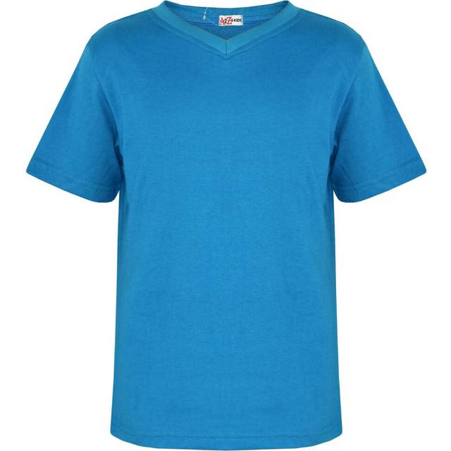 (11-12 Years, Blue) Kids Boys Girls Basic T Shirt V Crew Neck 2-13