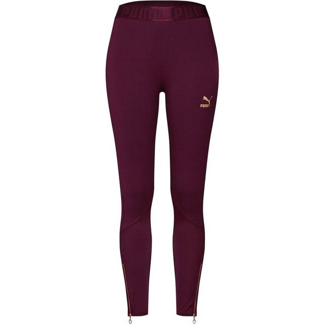 Puma x Kenza Womens Leggings Stretch Jersey Gym Casual Tight 578781 01 - Burgundy Textile - Size 8 UK