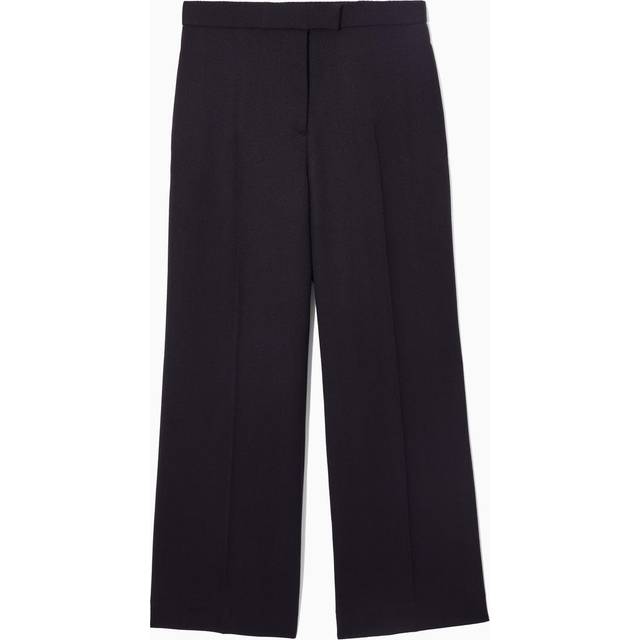 Regular Flared Tailored Wool Trousers in Navy - 38