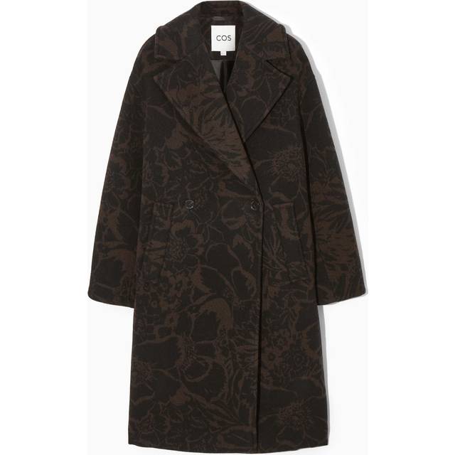 Oversized Double-Breasted Floral-Print Wool Coat - Multicolor - S