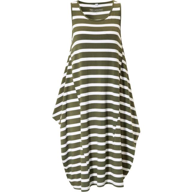 bonprix Sleeveless Jersey Dress - Khaki Stripe