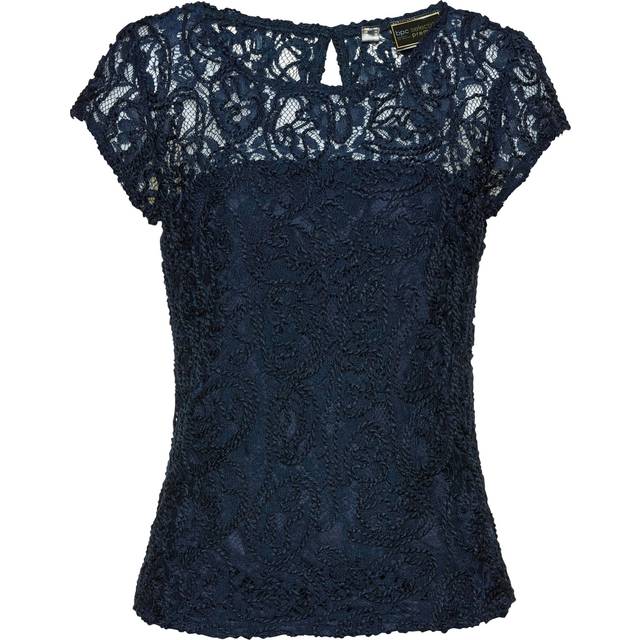 bonprix Lace Shell Jersey Blouse - Dark Blue