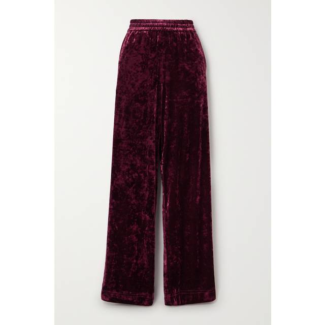 Tibi - Crushed Stretch-velvet Straight-leg Pants - Red - medium