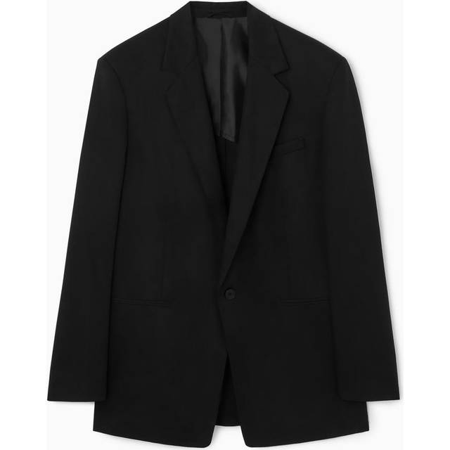 Relaxed Longline Single-Breasted Blazer - Black - 52
