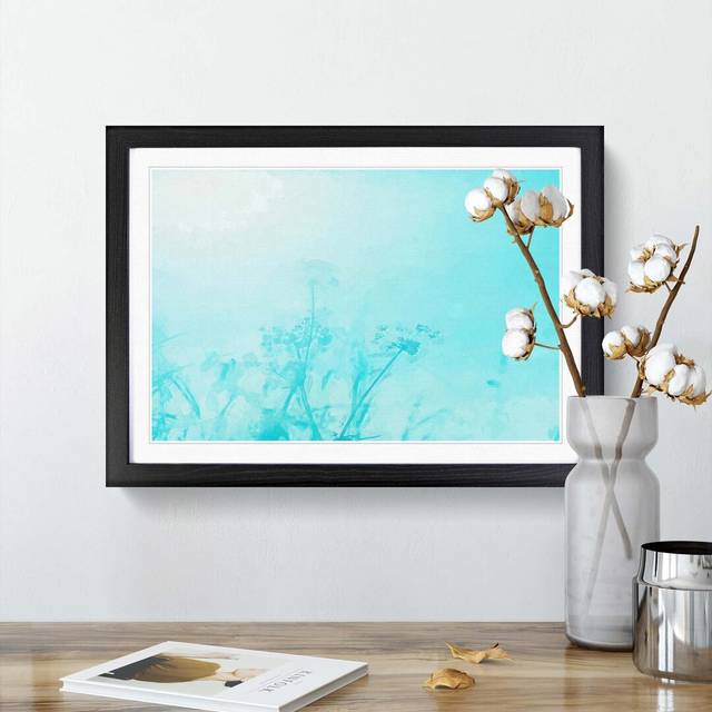 Wild Blue Flowers in Abstract - Picture Frame Graphic Art Print - Black (35cm H x 50cm W x 2cm D)