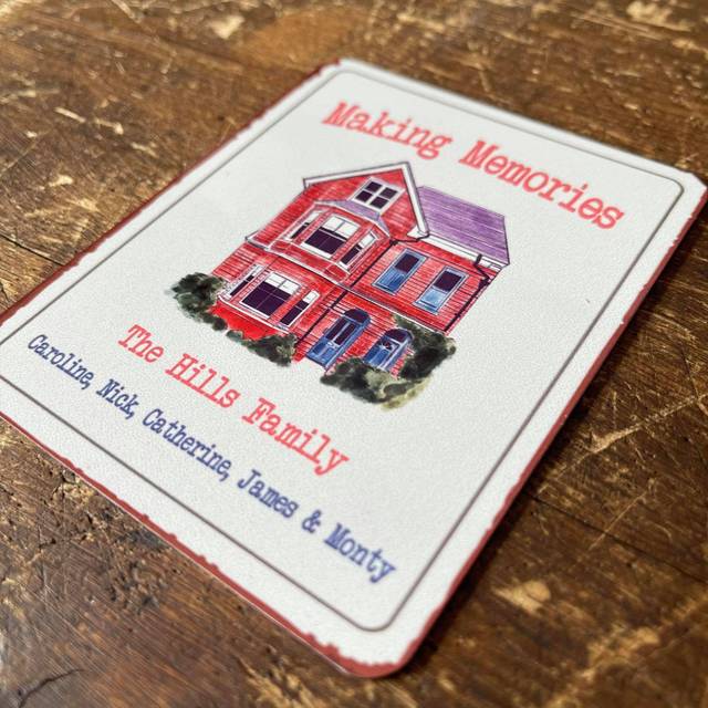 Family New Home Making Memories Custom Metal Wall Sign - Blue;Green;Red;Blue;Green;Red (40cm H x 28cm W)