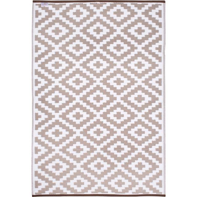 Outdoor Rug White Diamond Garden Mat Recycled Patio Balcony - taupe - Large