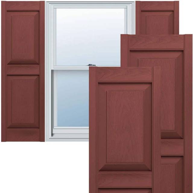 Ekena Millwork Lifetime Vinyl LP2S12X03100RD Standard Two Equal Panel Vinyls  Raised Panel Vinyl Shutters  w/Installation Shutter-Lok's & Matching Scr