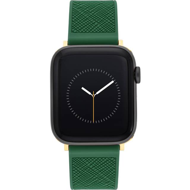 Anne Klein Women's Silicone Textured Band for Apple Watch® in Gold-Tone / Green size 42/44/45/Ultra(49mm)