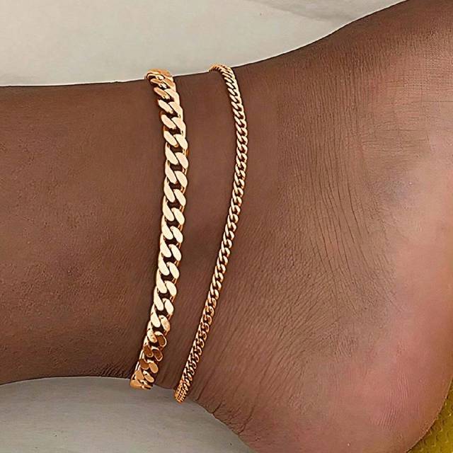 SHEIN 2pcs/Set Multi-Layer Chain Unique Design Anklets In Beach & Street Style, Suitable For Women&#39;s Daily Wear