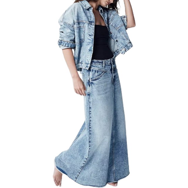 We The Free Come As You Are Denim Maxi Skirt in Medium Indigo, Size: US 0