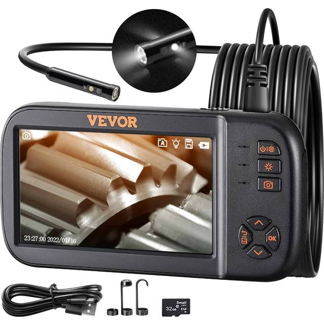 VEVOR Inspektionskamera Endoskopkamera med tre linser 4,5" IPS-skärm Borescope Inspection Camera med 1080P-lins halvstyv ormkabel 8 lampor 2860 mAh