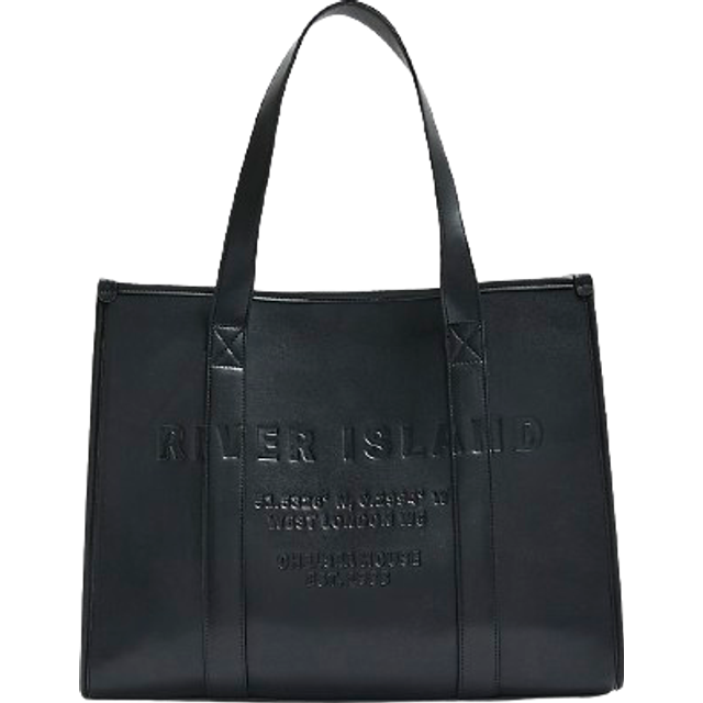 River Island Debossed Square Shopper Bag - Black, Black, Women