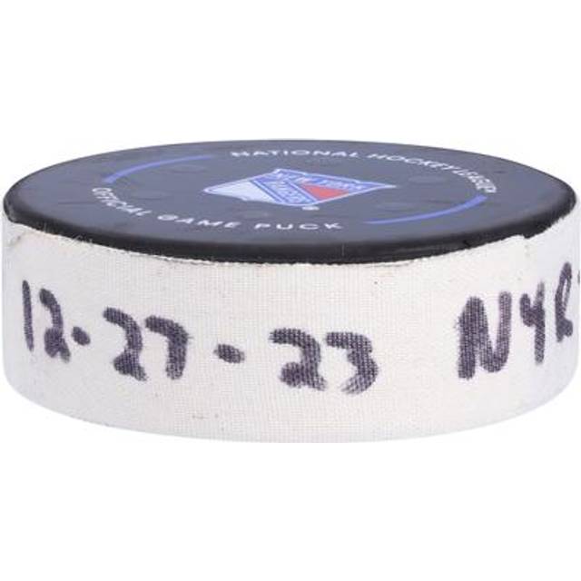 K'Andre Miller New York Rangers Game-Used Goal Puck vs. Washington Capitals on December 27, 2023