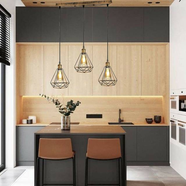 Rio Gamada 3- LightKitchen Island Geometric Pendant Black 130cm H X 65cm W X 65cm D