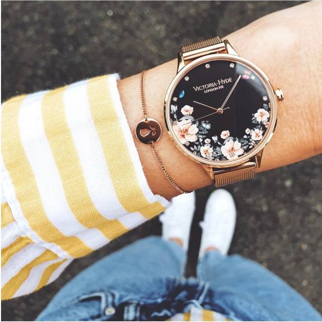 Victoria Hyde London Womens Watch Green Park Flower, rosegold - Rose Gold Stainless Steel - One Size