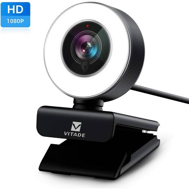 Webcam HD 1080P with Microphone & Ring Light -Vitade 960A USB Pro Computer Web Cam Video Camera for Mac Windows Laptop Gaming Xbox Skype OBS Twitch