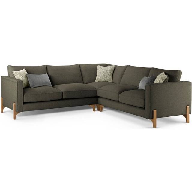 Oak Feet & Emerald Fabric Sofas - Large Corner Sofa - Jude Range - Oak Furnitureland