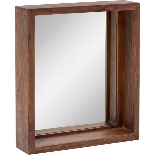 Giddings Wood Framed Wall Mounted Bathroom / Vanity Mirror - Acacia Dark (70cm H  x 56cm W)