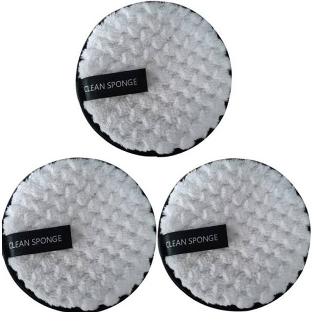 (White) 3Pcs Makeup Remover Pads Microfiber Reusable Face Towel Make-up Wipes Cloth Washable Cotton Pads