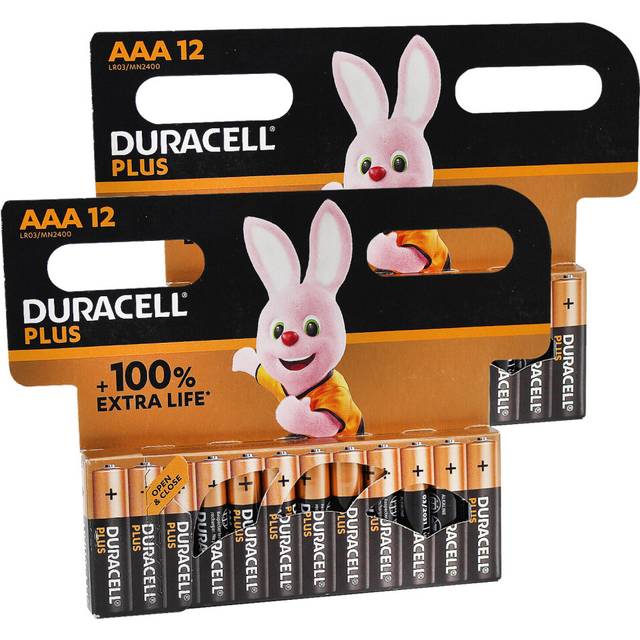 (24) Pack 12 Duracell Plus AAA Alkaline Power Battery 1.5v LR3 MN2400 100% Extra Life