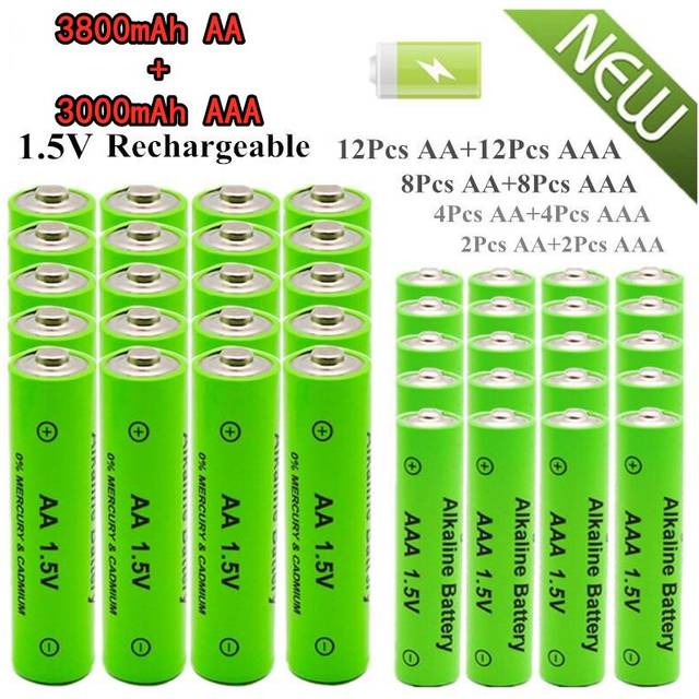 (8pcs AA + 8pcs AAA) 1.5V 3800mAh AA + 3000mAh AAA NI-MH Rechargeable Battery