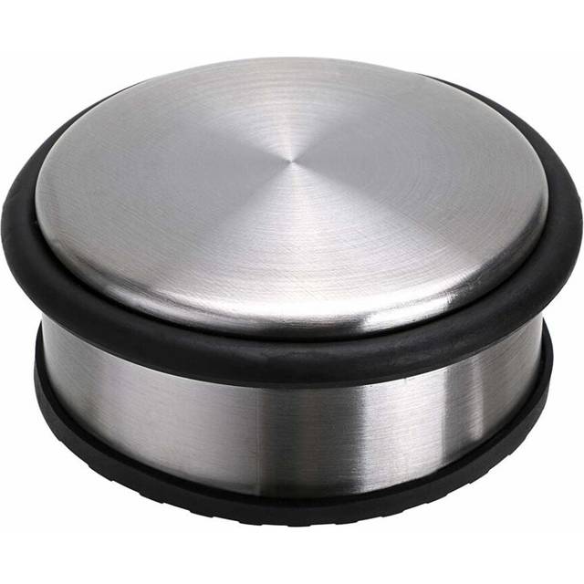 IGNPION 1.05kg Stainless Steel Door Stop Heavy Duty Metal Floor Door Stopper Bumper with Rubber Buffer Ring(Dia 6.6cm X 7.3cm)- No Fixing Design