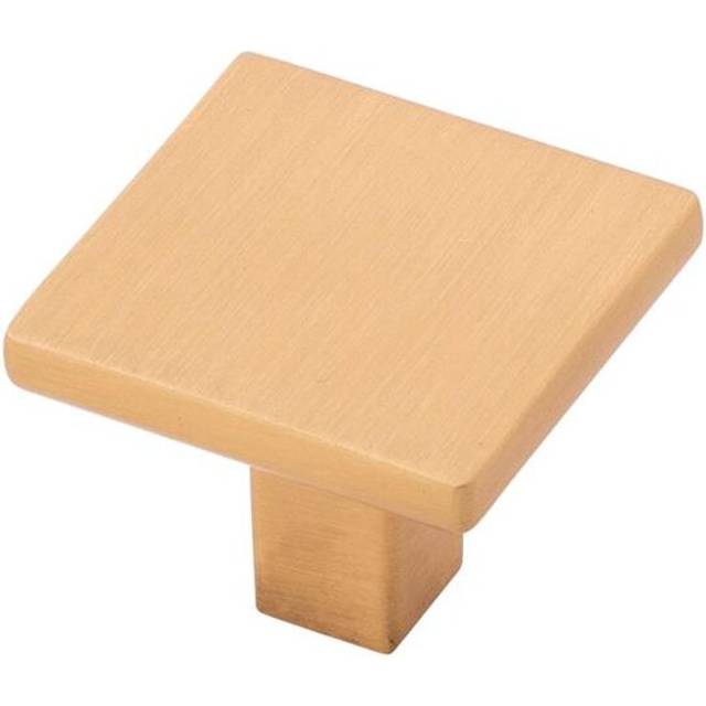 1.25 in. Square Knob for Dresser Drawers, Brushed Gold Brass