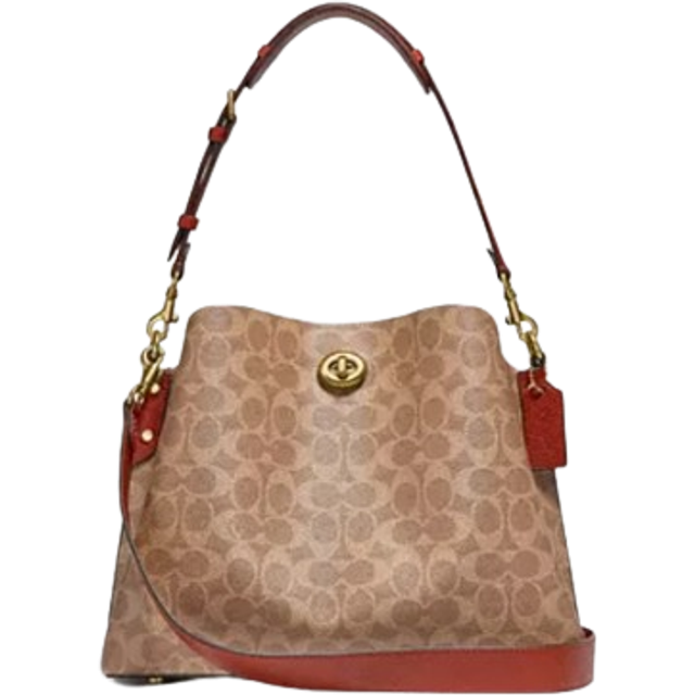 Coach Willow Signature Canvas and Leather Shoulder Bag - Tan