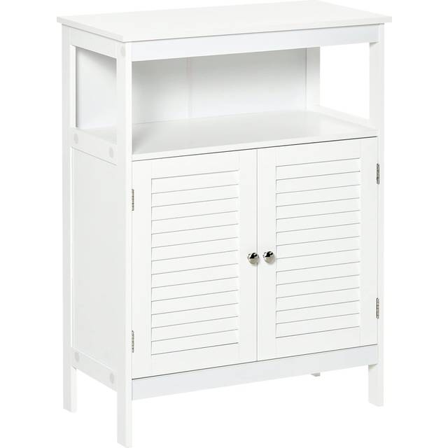 kleankin MDF 3-Tier Shutter Door Bathroom Cabinet White - Home Living | TJ Hughes