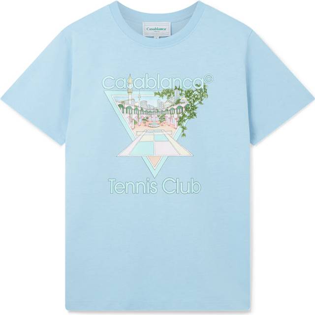 Men's Men's Pale Blue Casablanca Tennis Club Icon Printed T-Shirt - Size: 40
