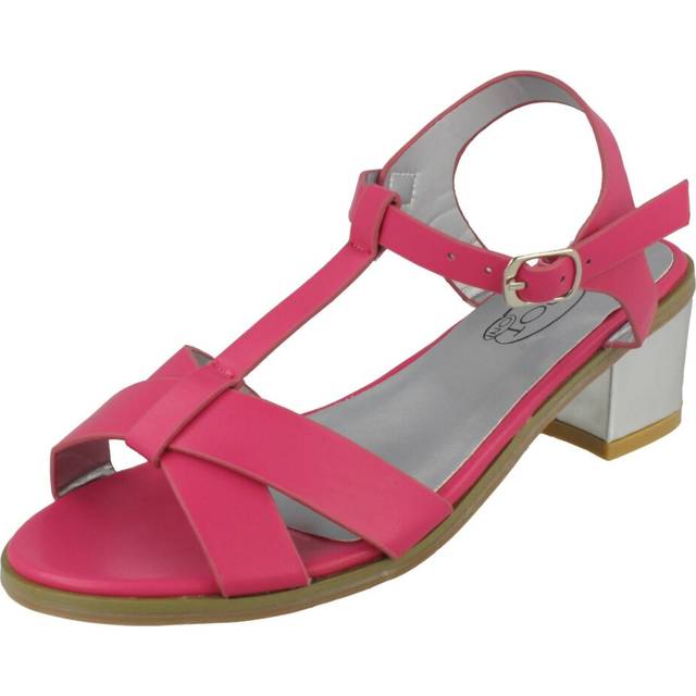 (UK 1 Child, Fuchsia (Pink)) Girls Spot On Block Heel Sandals
