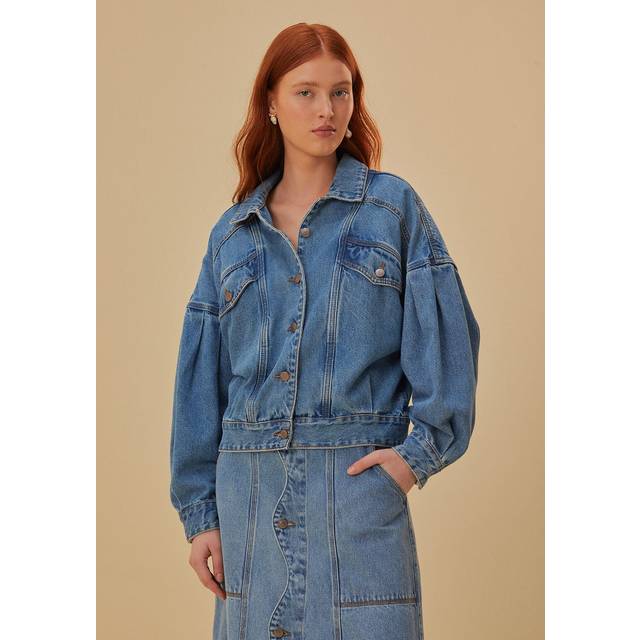 Denim Bomber Mini Jacket, DENIM / XS