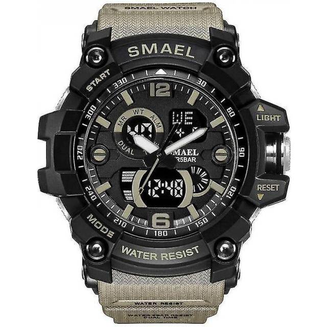 Men Military Watch 50m Waterproof Wristwatch Led Quartz Clock(1617b Khaki) - Multicoloured