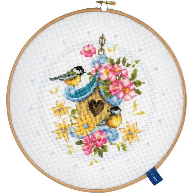 "Vervaco Counted Cross Stitch Kit 8"" Round-Our Bird House On Aida (14 Count)"