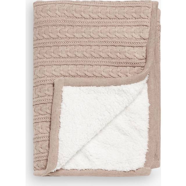 John Lewis Kids' Cable Knit Sherpa Fleece Throw, 150 x 100cm