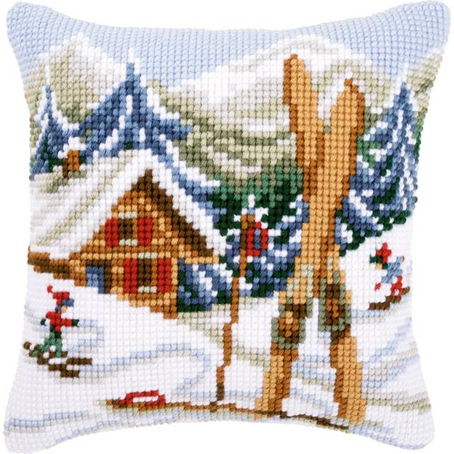 "Vervaco Needlepoint Cushion Top Kit 16""X16""-Ski Lodge"