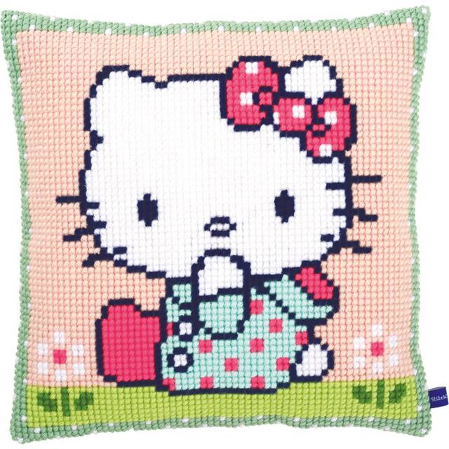 "Vervaco Needlepoint Cushion Top Kit 16""X16""-Hello Kitty On The Lawn"
