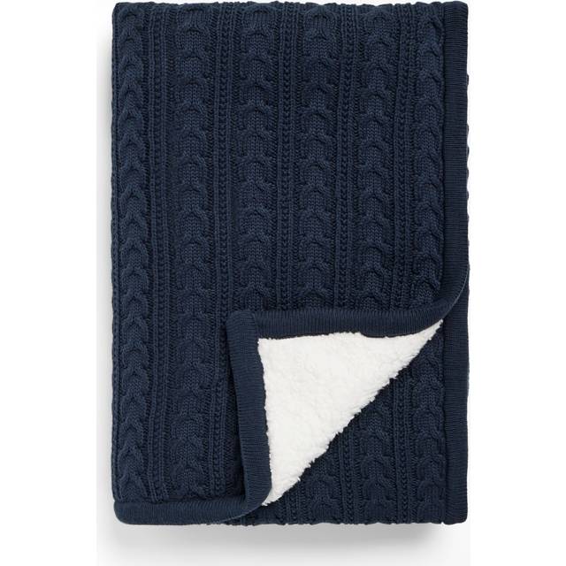 John Lewis Kids' Cable Knit Sherpa Fleece Throw, 150 x 100cm