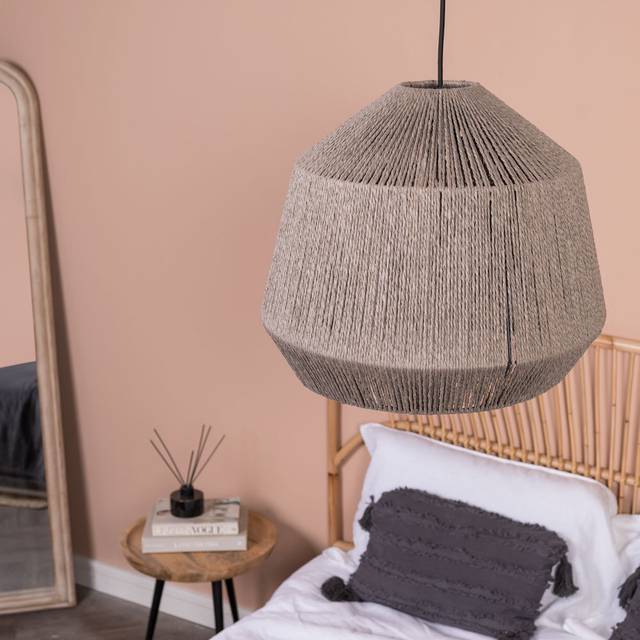 Ceiling Easy Fit 45cm Natural Rattan Wicker Drum Lamp Shade - Grey (37.5cm H X 45cm W X 45cm D)
