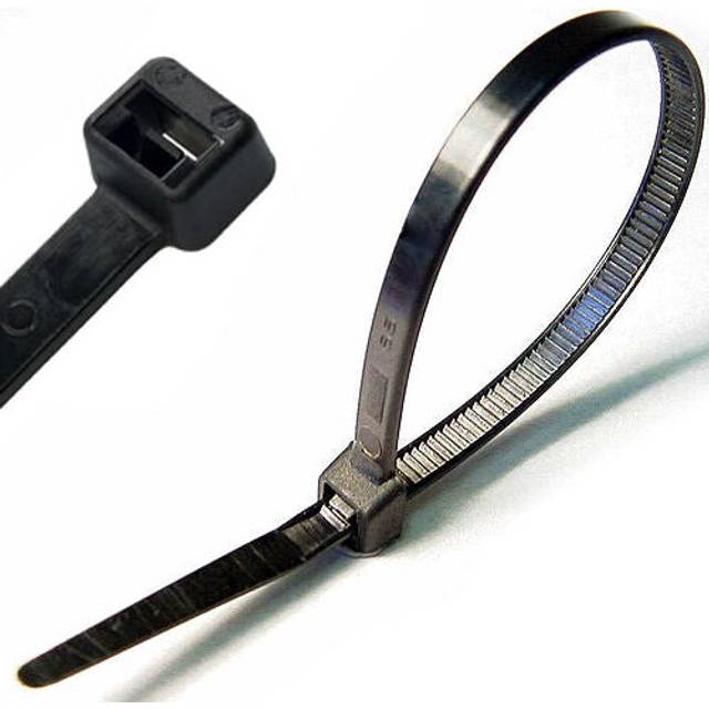 100x Black Cable Zip Ties 370mm x 3.6mm Strong Plastic Tidy Tides Wrap Loops