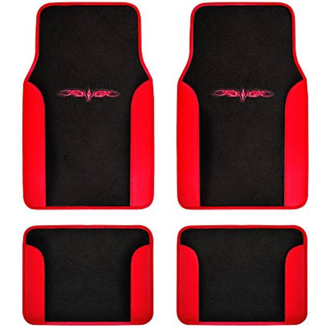 BDK Fresh Carpet Floor Mats  Color Tribal Tattoo Design Vinyl Trim for Car Sedan Truck SUV  Front & Rear Set of 4 Universal Fit