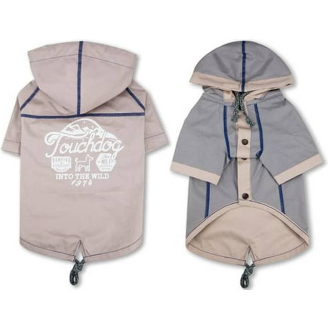 Touchdog 'Cloudburst' Reversible Dog Raincoat - Waterproof Dog Coat and Adjustable Rainbreaker Pet Raincoat or Outdoor Dog Jacket with Built-in Hood