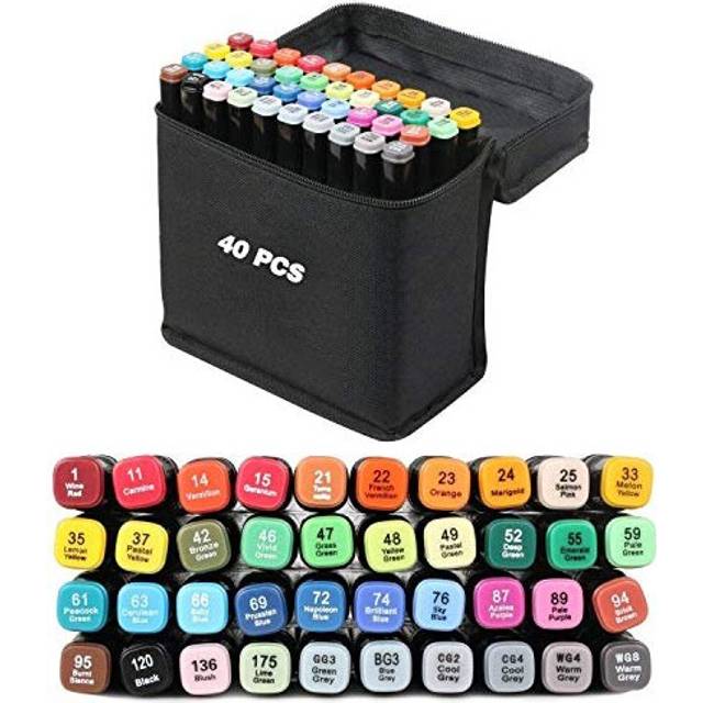 40 Colours Graphic Marker Pen,Artist Necessary Permanent Art Markers Twin Marker Pen Animation Design for Drawing Coloring Highlighting and Under