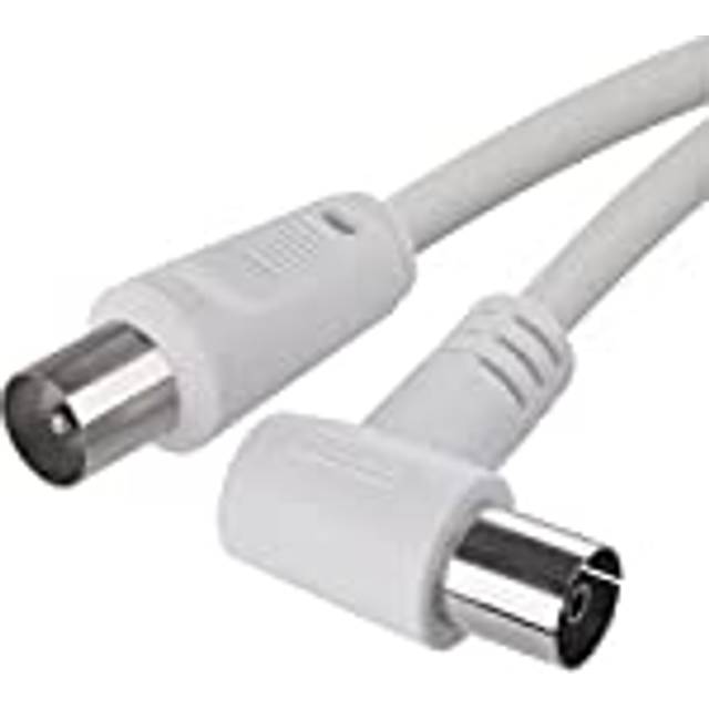 EMOS Aerial Cable - 5m Double Shielded Coax for Digital TV, SAT, Straight Male to 90? Female