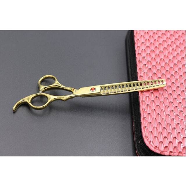 (Gold) Multicolor Professional Pet Dog Scissors Stainless Steel Thinning Cutting Shears Cats Dogs Grooming Scissors Hair Trimming Tools